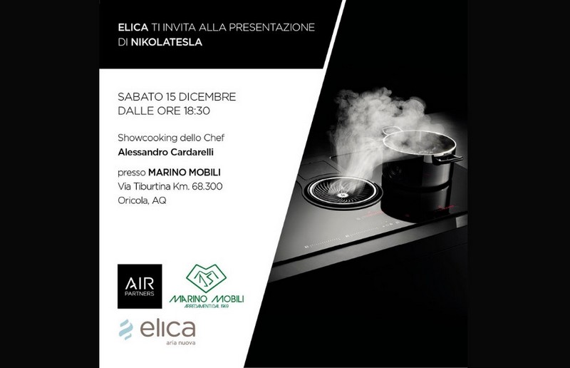 Presentazione Piano Cottura Nikola Tesla di Elica con lo Chef